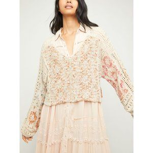 NWT Free People Mosaic V Neck / Moonbeam Combo